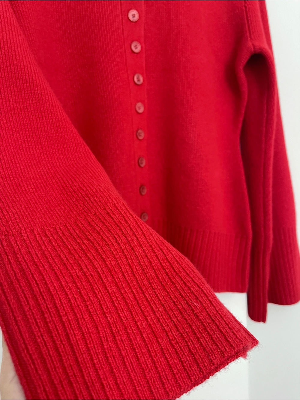 NWT J Crew 100% Lambs Wool Red Cardigan Stitch Sweater Size Small - Picture 4 of 5